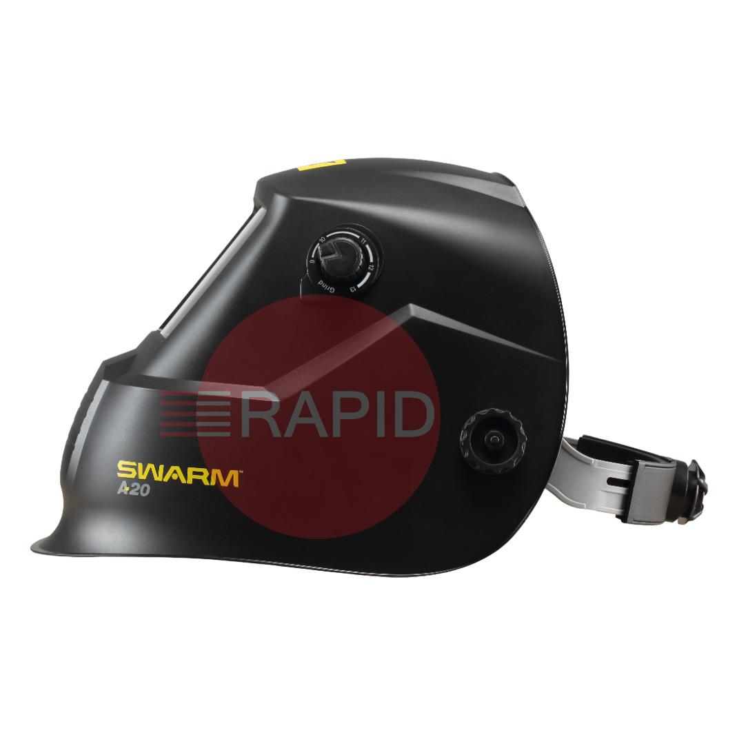 0700102010  ESAB Swarm A20 Auto Darkening Welding Helmet, Shades 9 - 13 (Adjustable) With Grind Mode